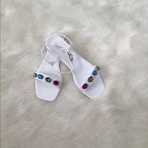 White Multicolored Jeweled Jelly Sandals!!